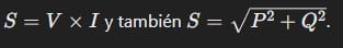 Potencia eléctrica, fórmula de la potencia aparente
