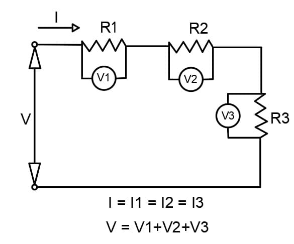 Caída de voltaje en un circuito en serie