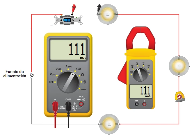 La corriente que circula por todos los elementos de un circuito eléctrico en serie es la misma