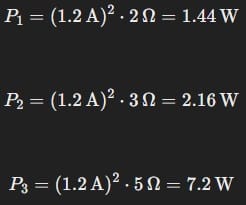 cálculo de potencias en resistencias de un circuito en serie